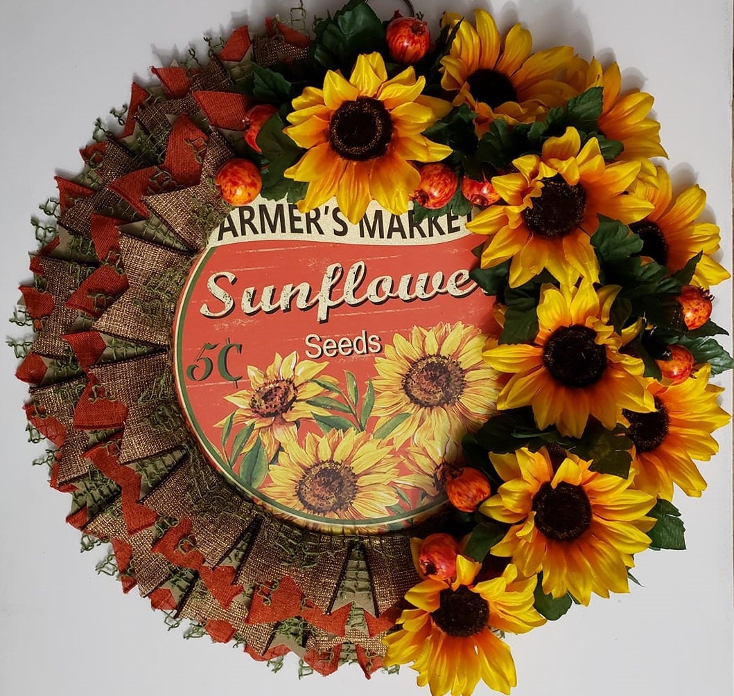 Sunflower Wreath Etsy