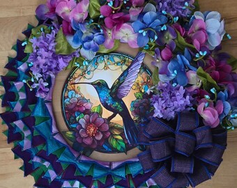 Jewel Tone Hummingbird wreath