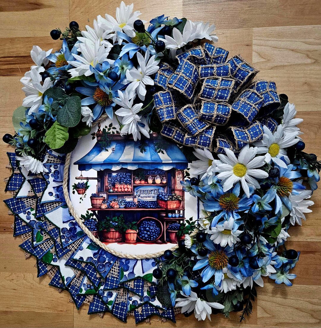 Blueberry Market Cart Wreath - Etsy
