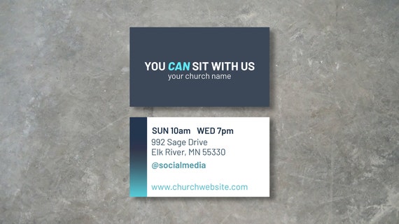 Church Invite Card Editable Printable Business Cards Etsy