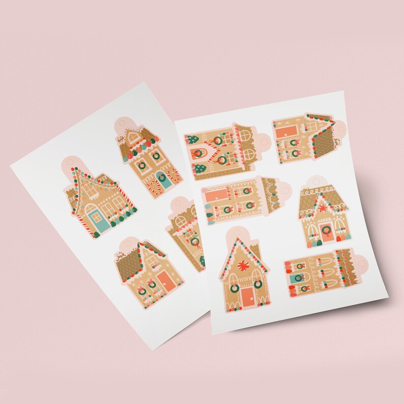 Christmas Gift Tags Printable Gingerbread House Gift Tags Pastel ...
