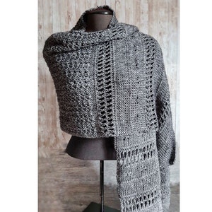 Tunisian crochet pattern: Anadine wrap, knit-look shawl.