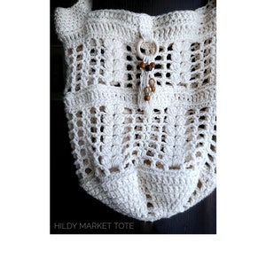 Crochet PATTERN - Hildy Market Tote, crochet market bag pattern, crochet beach bag, crochet bag pattern, boho bag, crochet cotton bag
