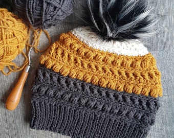 Crochet hat pattern: Hartleigh textured beanie (3 sizes)