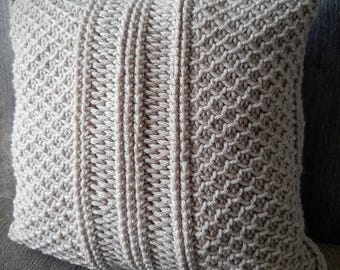 Tunisian crochet pillow cover - Adley beginner friendly throw cushion pattern (2 sizes)