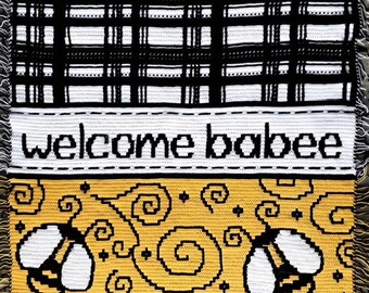Mosaic crochet baby blanket pattern - Welcome babee