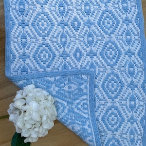 Mosaic crochet PATTERN, geometric mosaic pattern, mosaic crochet blanket, mosaic crochet placemat, Synna overlay mosaic crochet