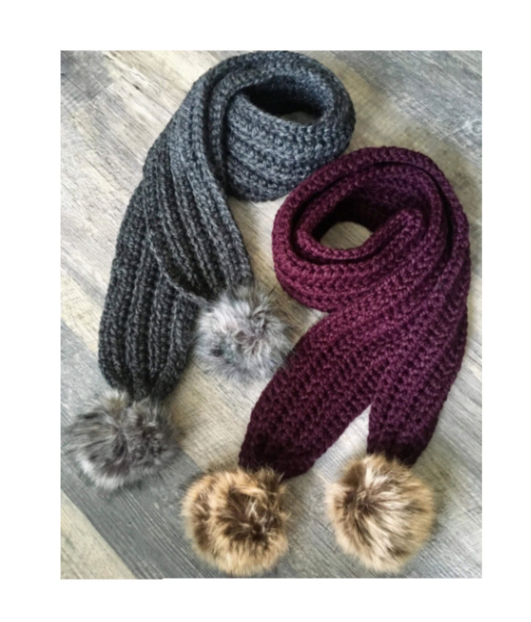 Bainsbridge Pom Pom Scarf : Easy Ribbed Crochet Pattern - Etsy