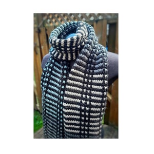 Tunisian crochet PATTERN, Haydon Colour Block Scarf - crochet pattern, crochet scarf pattern, women&#39;s scarf, Tunisian crochet scarf, crochet