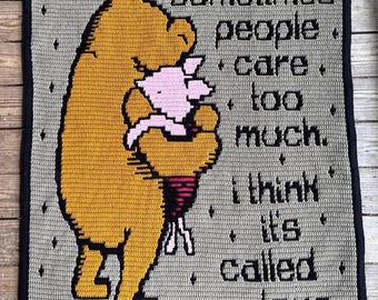 Mosaic crochet PATTERN, Classic Pooh, crochet blanket, overlay mosaic, baby blanket, toddler blanket, crochet pattern, Piglet, Winnie
