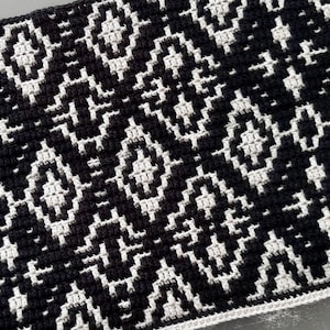 Overlay mosaic crochet pattern, mosaic crochet blanket pattern, geometric mosaic pattern, Lisane blanket