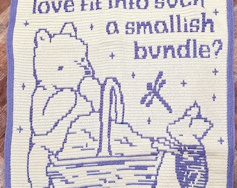 Mosaic crochet PATTERN, Classic Pooh Small Bundles, overlay mosaic, baby blanket, toddler blanket, crochet pattern, bear, piglet, Winnie