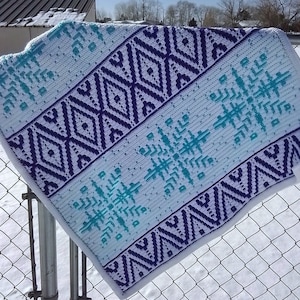 Mosaic crochet PATTERN, mosaic crochet blanket, overlay mosaic crochet, mosaic snowflake, crochet pattern, winter mosaic crochet