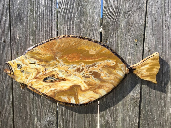 Dirty Pour Flounder Funky Fish Dock Art Fish Outdoor Decor Etsy