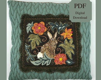 Garden Rabbit - Punch Needle Pattern (Instant PDF digital download)