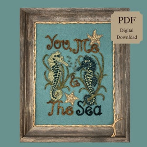 You, Me & The Sea- Punch Needle Pattern (Instant PDF Download) Seahorse pattern