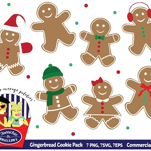 Gingerbread Cookies, Gingerbread Cookie Clipart, Commercial Use, Instant Download, PNG, SVG, EPS, Gingerbread Man, Christmas, Christmas Art
