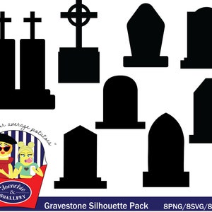 Grafsteen, Grafsteen, Silhouet Clipart Pack, Halloween, SVG, PNG, Commercieel gebruik, Instant Download, Feest, Uitnodigingen,
