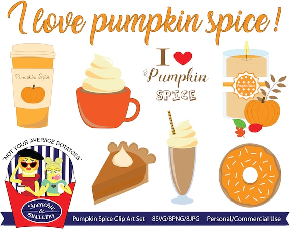 Pumpkin Spice Clipart, Fall Coffee Graphics (SVG, PNG, JPEG)