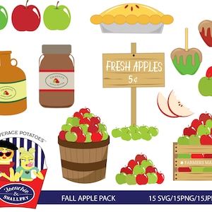 Fall Apple Pack, Autumn, Thanksgiving, Holiday, Clipart, Harvest, Printable, Apple Art, Download, SVG, PNG, JPG, Food, Stickers, Scrapbook