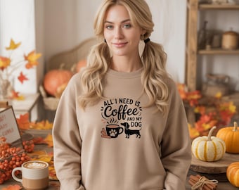 All I Need is Coffee and My Dog SVG/PNG T-Shirt Design, Coffee, Dog, Dachshund,