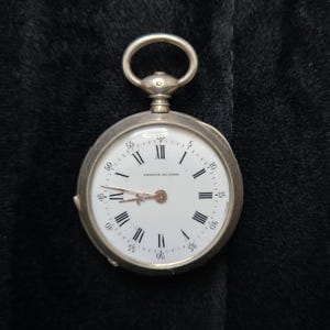 Small silver pocket watch Leroux au Lude 19th century key winder silver pocket watch vintage