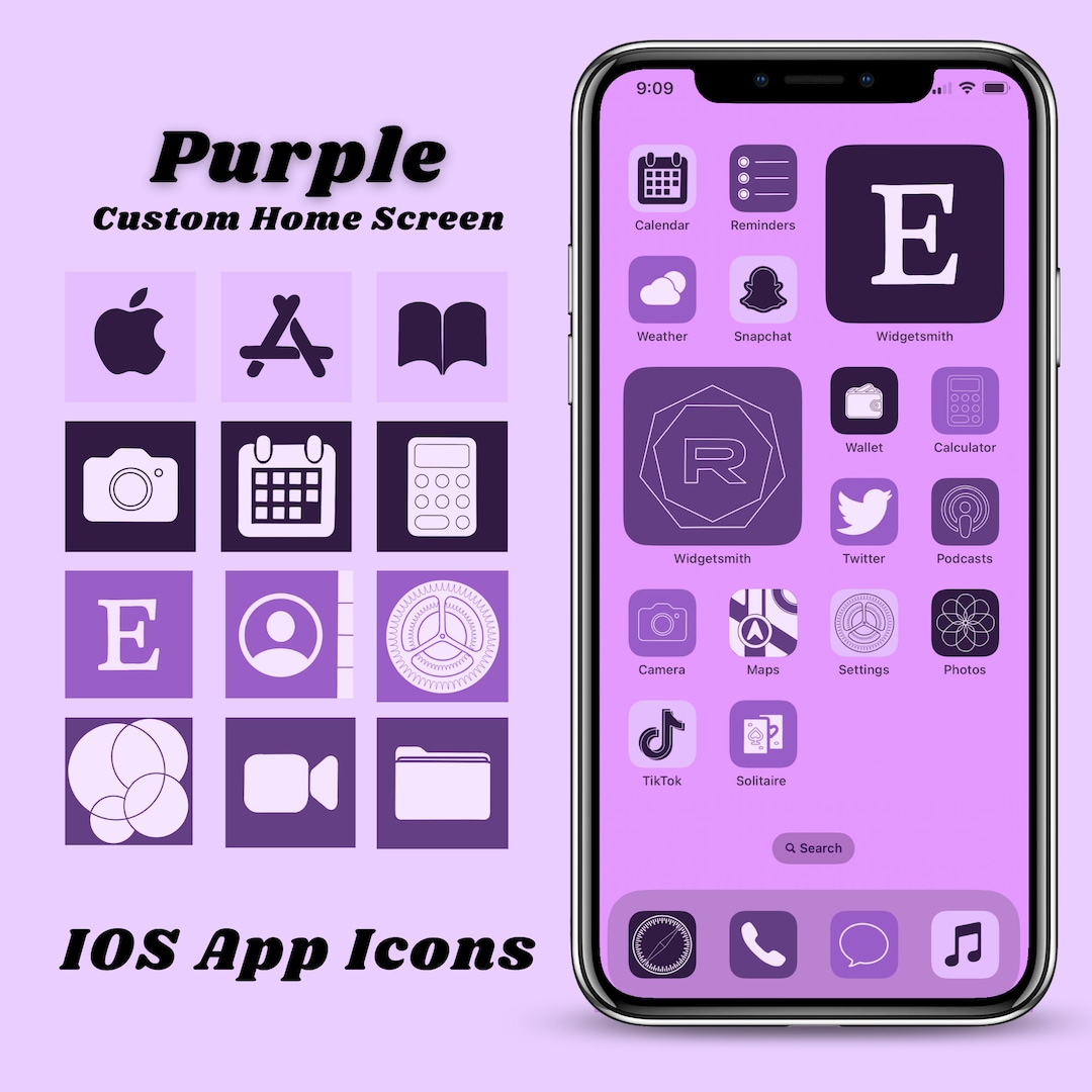 Purple Aesthetic Ios App Icons Monogram iPhone Icon Pack Purple
