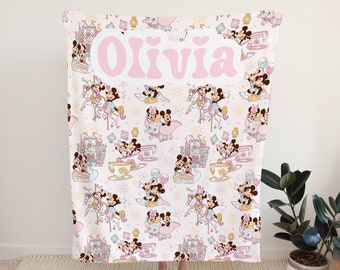 Personalized disney blanket, custom name disney blanket, minnie mouse blanket, micky mouse blanket, Disney Baby Adult Gift, Birthday Gift
