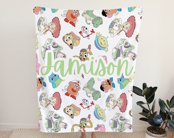 Personalized toy story blanket, custom name disney blanket, boys blanket, toddler blanket, disney trip gift, buzz light year blanket