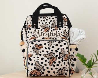 Personalized Butterfly Diaper Backpack, Custom name Baby Nappy Bag Backpack, Monogram Baby Shower Gift