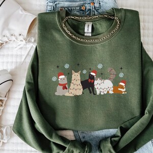 Christmas Cats Holiday Sweater crew neck, Cute sweater gift for cat lovers, oversized or fitted style