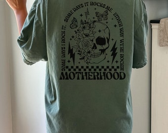 Mutterschafts-T-Shirt in Komfortfarben, Some Days I Rock It, Rocker Mama, süßes Skeleton-T-Shirt, Rocker Mom T-Shirts, Rockin T-Shirts, Mutterschafts-Shirts
