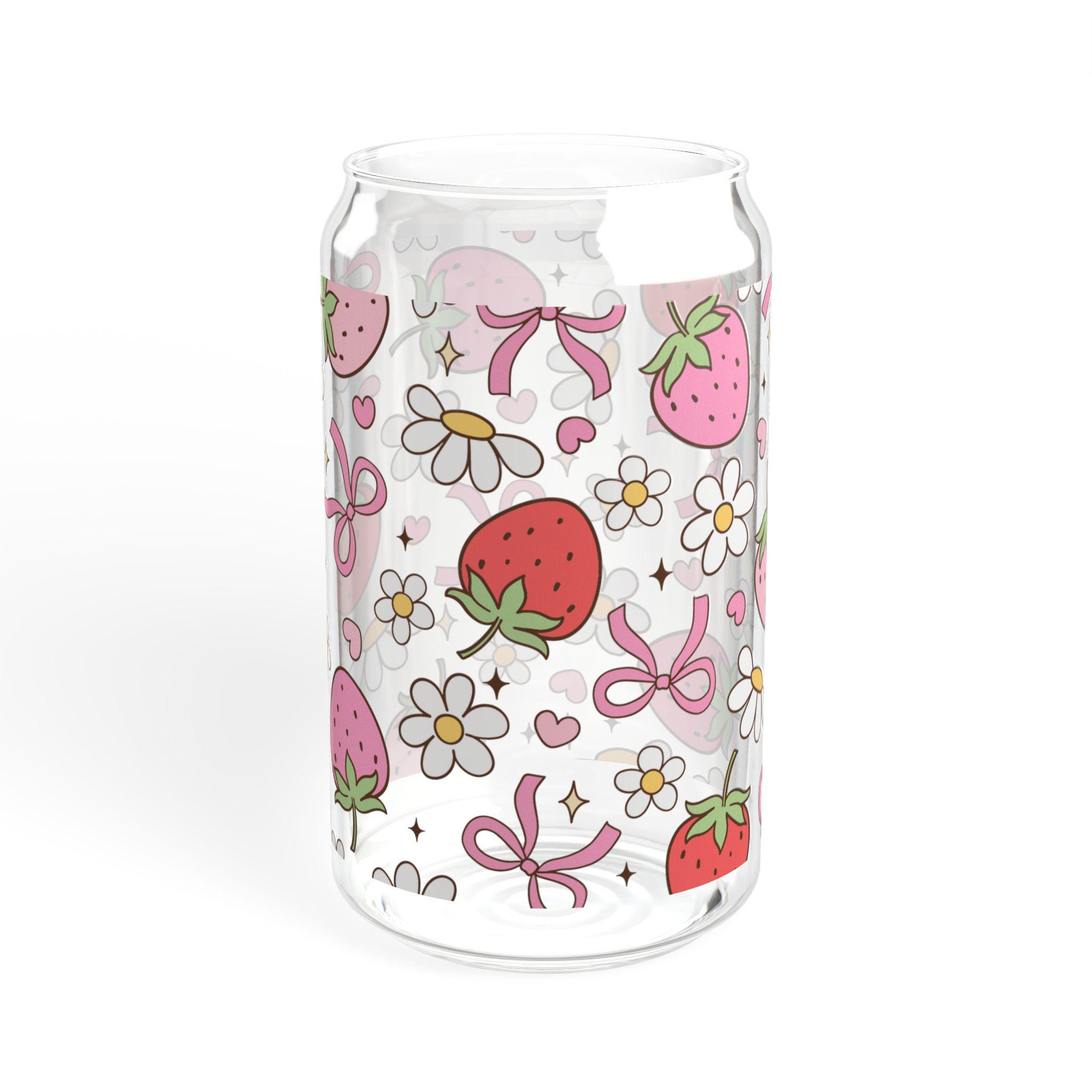 ガーリーなコケットボウガラスカップ、竹蓋ガラスストロー付き