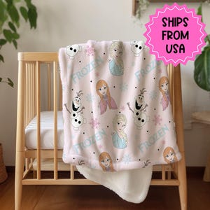 Pink Frozen Minky Blanket, disney princess blanket, elsa and anna blanket, olaf blanket, disney gift, gifts under 50