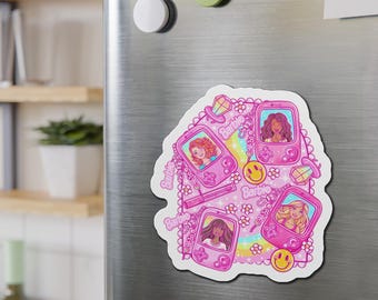Rosa nostalgischer Magnet Girly Mädchen Kühlschrankdekor, rosa Küche zubehör, lustiges Kindermagnet, Geschenke für sie unter 20 15