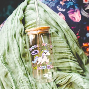 Nostalgic glass can, Preppy funny glass cup with bamboo lid glass straw, Cute Cup Beer Can Iced Coffee Glass Cup Cute gift for her