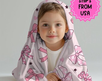 Personalized coquette pink bow Blanket, coquette room decor, preppy stuff room decor, pink bow baby blanket, bow decor