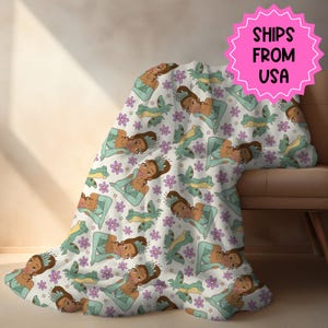 Disney Princess and frog Blanket, baby blanket, disney bedding, gift for kids baby daughter sibling, nursery decor toddler bedroom accessory