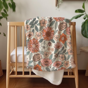 Personalized floral vintage blanket with Name, Custom name blanket gift, Birthday Anniversary Gift for her, floral baby blanket
