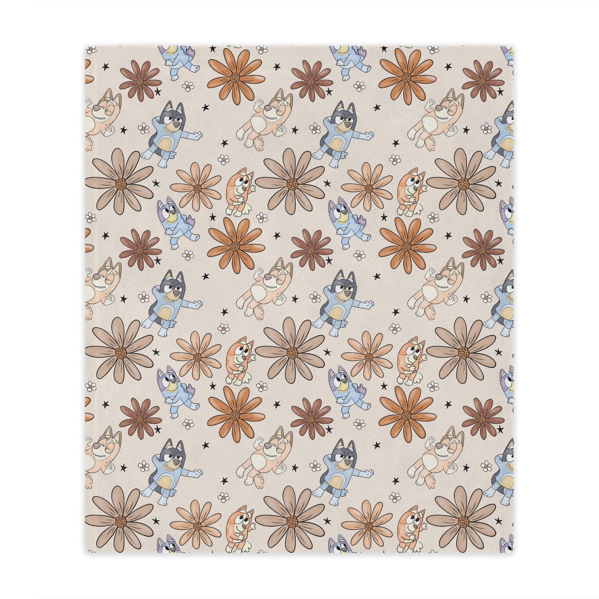 Boho BlueyDad And Bingo Minky Blanket, Blue Dog Blanket, Sister Dogs