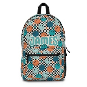 Smiley personnalisé, sac de retour à l'école pour garçons, sac à dos pour tout-petits, cadeaux pour enfants, sac à dos pour filles et garçons, sac de garderie personnalisé