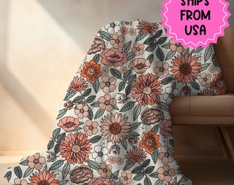 Personalized floral vintage blanket with Name, Custom name blanket gift, Birthday Anniversary Gift for her, floral baby blanket