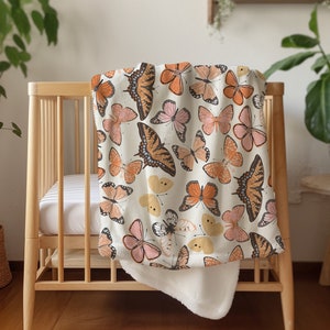 Personalized butterfly Blanket housewarming gift for her, butterfly lover gift, baby shower gift