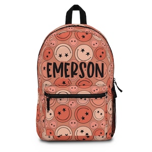 Smiley personnalisé pour sac à dos, sac unisexe pour la rentrée des classes, sac à dos pour tout-petits, cadeaux pour enfants, sac à dos pour filles et garçons, sac de garderie personnalisé