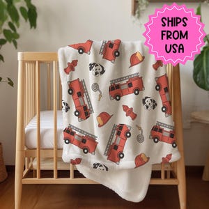 Feuerwehrdecke mit Namen, für Junge, Feuerwehrauto, Feuerwehrdecke, Babypartygeschenk, Feuerwehrdecke, Namensdecke, Babypartygeschenk