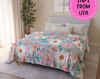 Personalized Blanket floral Girl Boho throw Baby Shower Gift Wildflower Newborn Baby Girl Name Blanket Floral Girl Daisy Blanket