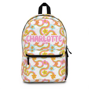 Sac à dos personnalisé floral groovy, sac de rentrée pour filles, sac à dos pour tout-petits, cadeaux pour sac à dos pour filles, sac de garderie personnalisé