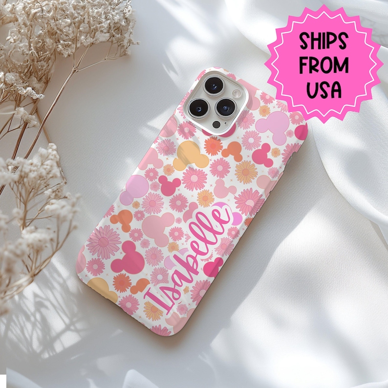 Custom Disney MAGSAFE case for iPhone 16, 15, 14, 13 Pro Max, personalized magsafe iPhone case pink image 1