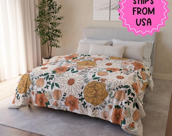 Personalized Blanket floral Girl Boho throw Baby Shower Gift Wildflower Newborn Baby Girl Name Blanket Floral Girl Daisy Blanket