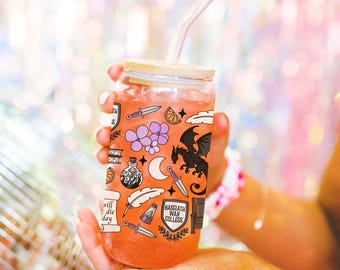 Taza de café de cristal para amantes de los libros, idea de regalo para amantes de los libros, vaso de lectura para chicas del club de lectura, set de regalo inspirado en los libros para rellenar medias